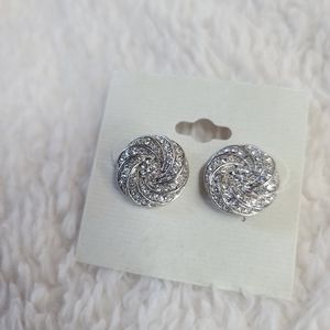 CZ Silver Round Twist Stud Earring